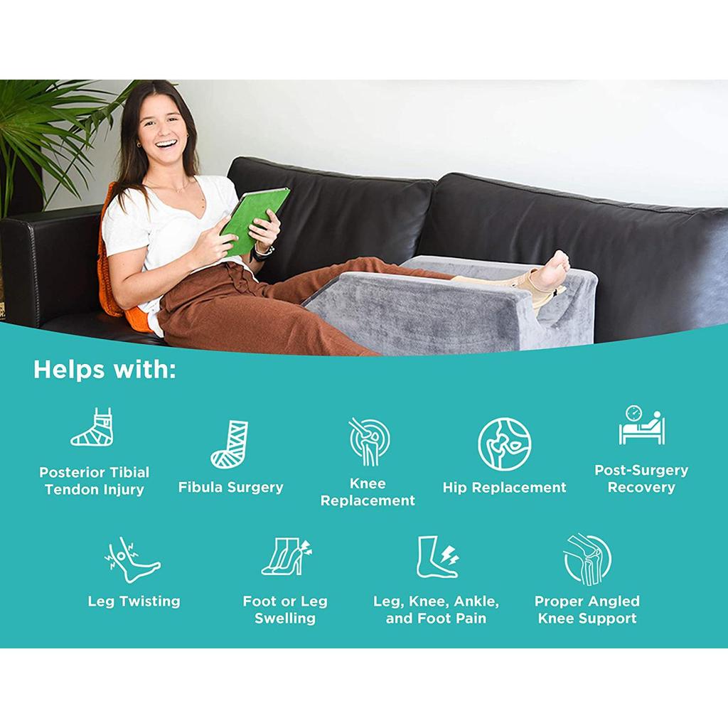 Подушка для поддержки ног и подъема с U-образной канавкой и вставкой Etra для отдыха после операции, моющийся бархатный чехол с двумя ручками
