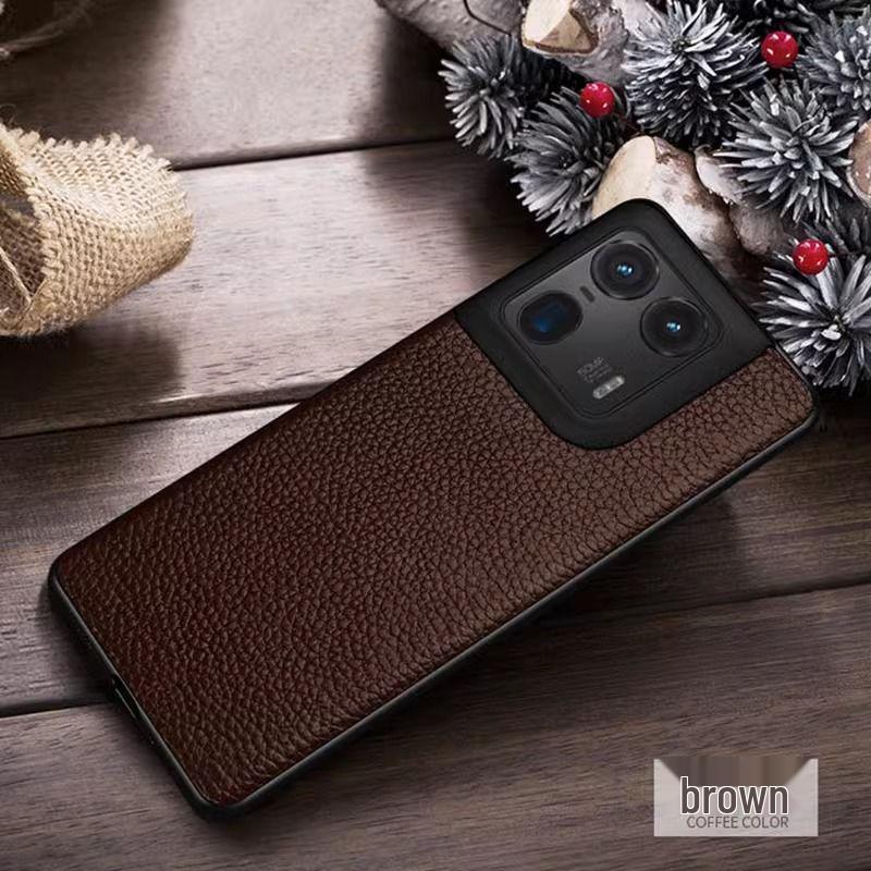 Защитный чехол из коровьей кожи с узором личи для Motorola Edge X30/S30 Pro