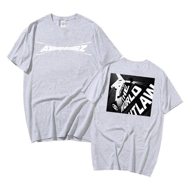 Летний топ для женщин KPOP ATEEZ хлопковая футболка с принтом Harajuku Повседневная унисекс и женская модная футболка оверсайз