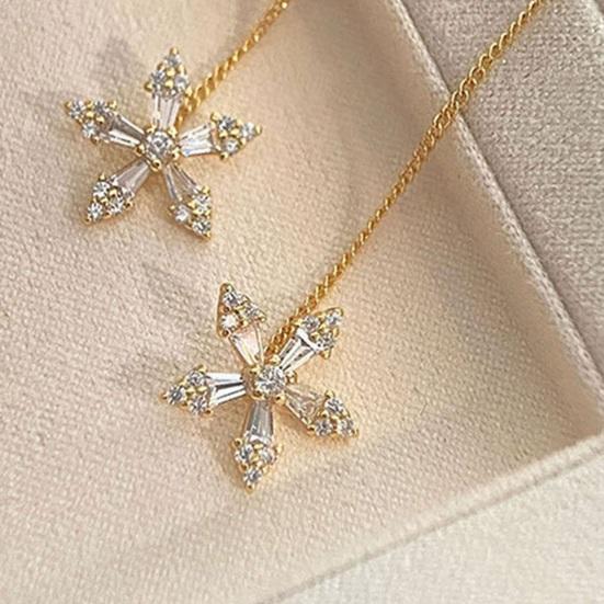 1 пара женских серег, линейные серьги с длинной кисточкой в ​​форме цветка, блестящий кубический цирконий из нержавеющей стали, изысканные украшения для ушей, ювелирные изделия для леди, выпускного вечера, вечеринки