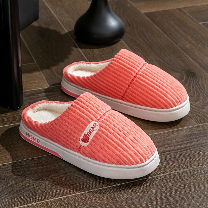 Плюшевые хлопковые домашние тапочки на осень/зиму - с толстой подошвой и теплые для мужчин и женщин