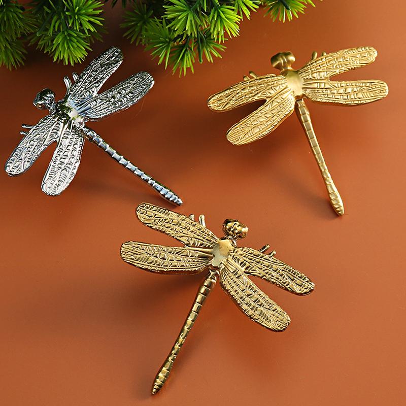 1Pc Metal Light Luxury Shake Hands French Household Items Simplicity Wardrobe Door Butterfly Dragonfly