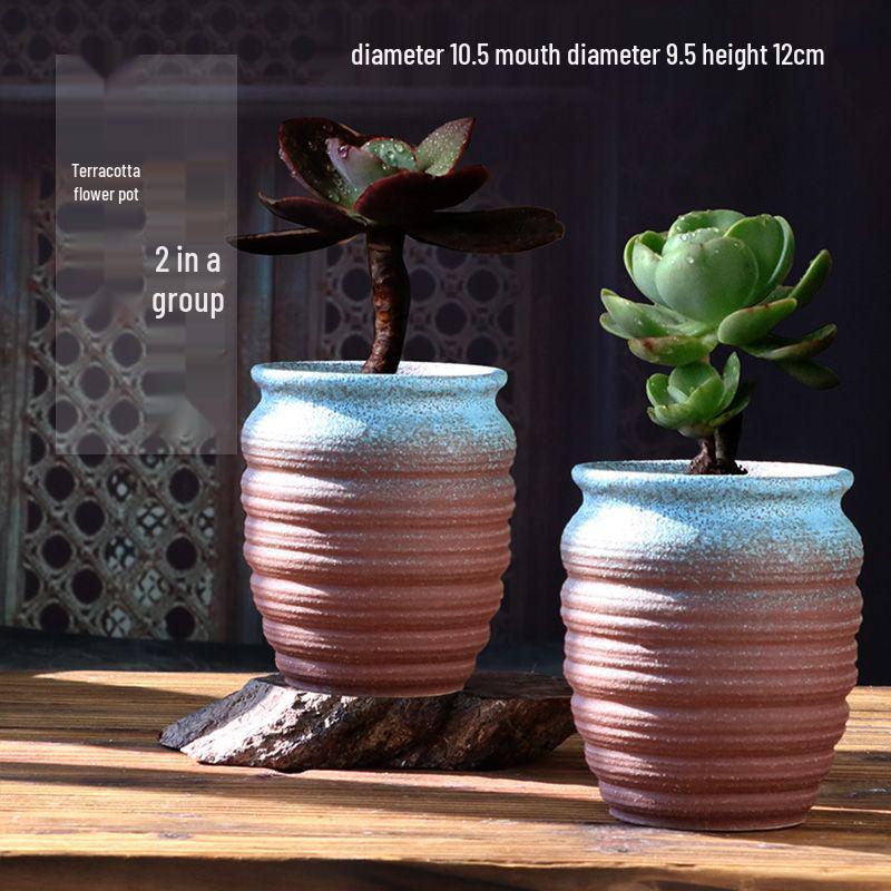 Succulent Ceramic Stump Pot: Retro Terracotta, Breathable & Water-Absorbing, Creative Small Flower Planter