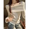 One-shoulder Off-shoulder Oblique Shoulder Knitted Cardigan Women's Coat Autumn and Winter High-end Sweater with Slim and Chic Top