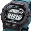 Мужские цифровые часы Casio Sports Gear с памятью на 60 кругов, Черно-сине-зеленые, Модель WS-1400H-3AV