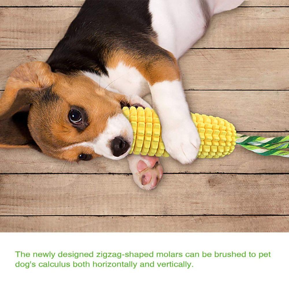 Tough Rubber Dog Chew Toy Corn Stick Design Interactive Squeaky Dog Toys Medium Large Dogs