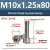Yigu Fine Thread Knurled Socket Head Screws, 304 Stainless Steel, M3-M12