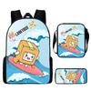 Lankybox Cartoon Pattern Backpack Shoulder Bag Pencil Case Three Set Piece