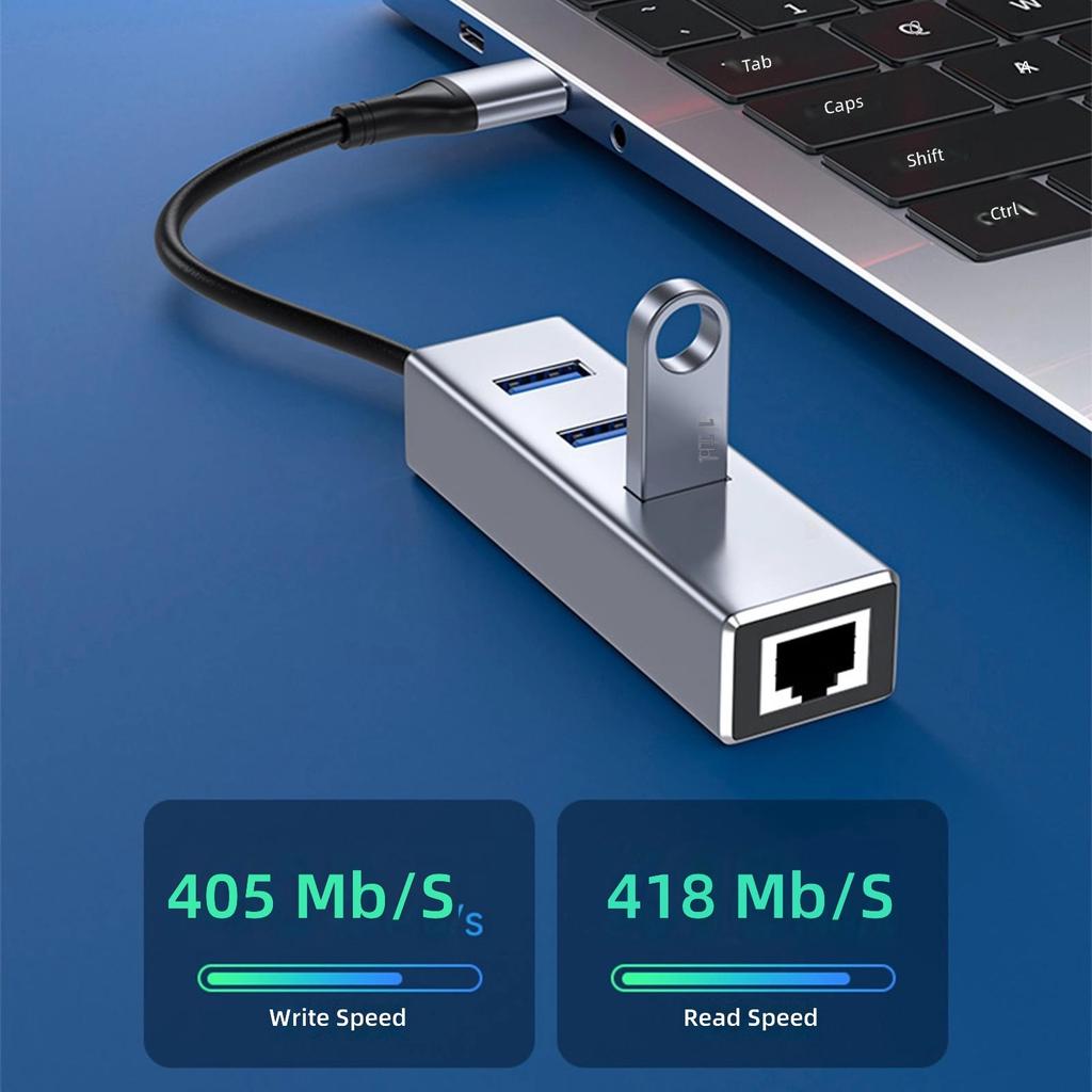 Высокоскоростные USB C в RJ45 Сетевые Конвертеры с портом USB A и 3 слотами USB 3.0 для Офиса, Дома, Игр