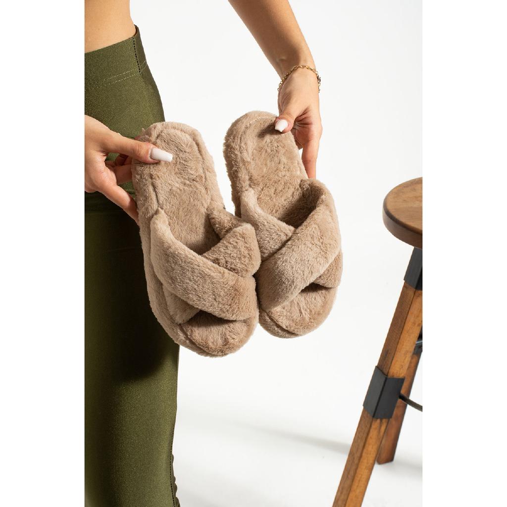 Женские домашние тапочки с пушистой крестообразной моделью, домашние тапочки для девочек, тапочки в приданое, нескользящая подошва