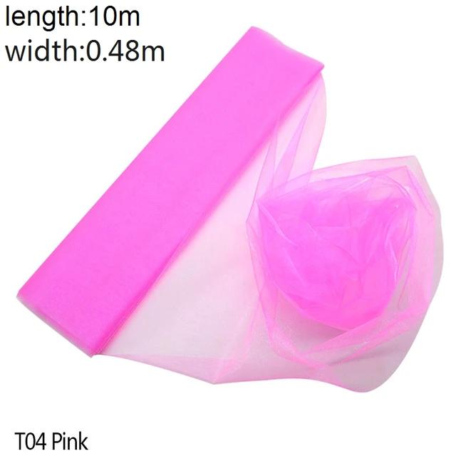 New 5/10m Tulle Wedding Organza Roll Sheer Crystal Organza Fabric for Wedding Decoration Mariage Yarn Birthday Event Party Suppl