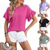 Women's Summer Tops Solid Color Crew Neck Ruffle Short Sleeve T Shirts Casual Loose Tops Blouse Fashion Womens Clothing