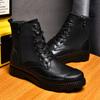 Мужские повседневные ботинки, классические черные уличные ботинки, высококачественные ботинки из натуральной кожи для мужчин, мотоциклетные ботинки с толстой подошвой, мужские ботинки