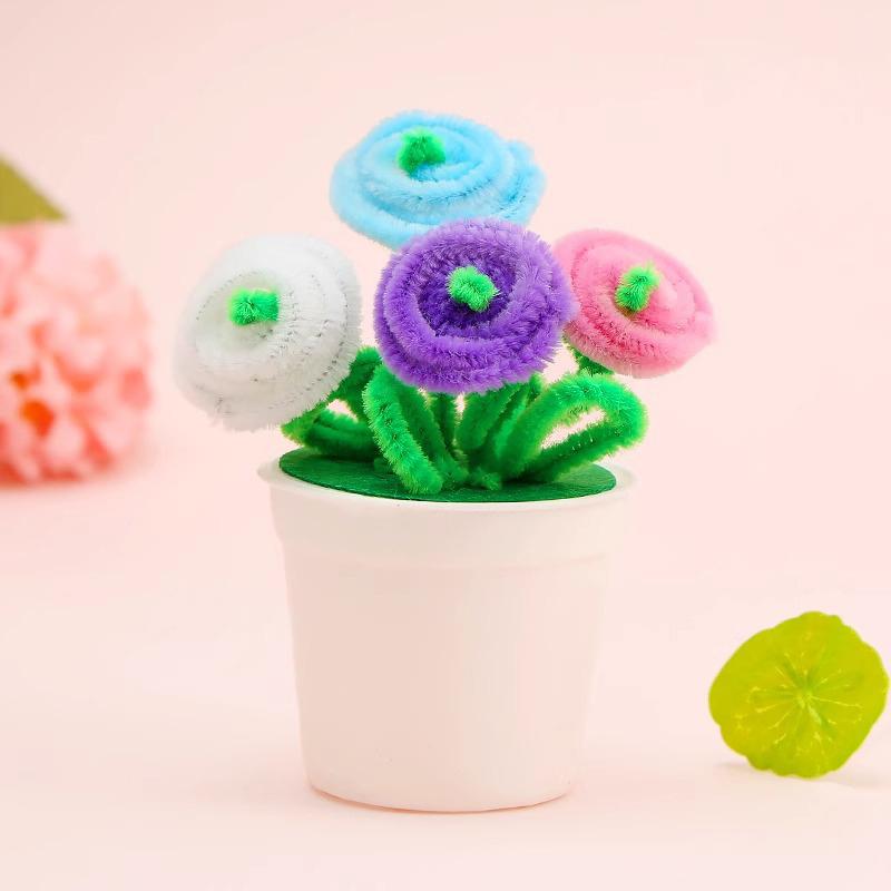 1 набор для детского творчества, рукоделия, цветочного горшка, разноцветных стеблей синели, ершиков для труб, детских игрушек ручной работы