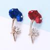 Blucome Beauty Red Flower Brooch Women’s Brooch for Coat Suit Bag Hijab Laple Pins New Year Gift