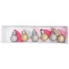 6 Mini Christmas Balls with Glitter and Neon Pompoms &; Pastel