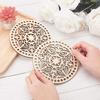 2Pcs Bag Crochet Wooden Bases Corrosion-resistant Floral Pattern Round Modern Basket Wood Household Supplies