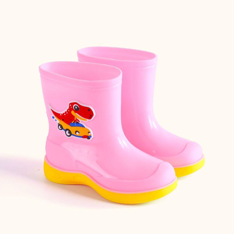 Waterproof Cartoon Rain Boots for Boys Girls Aged 8 To 11 Non-Slip Warm Rubber Shoes for Kids Comfortable Rain Footwear