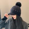 Новая осенне-зимняя теплая шерстяная шапка в корейском стиле, с бархатной защитой ушей, меховым помпоном, универсальная шапка-бини, тренд