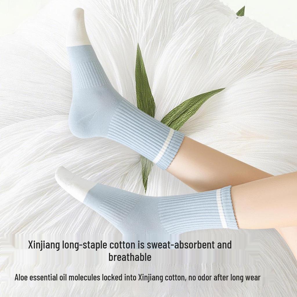 Женские хлопковые носки на весну и осень - Дышащие, Влагоотводящие, Защищающие от запаха для спорта, бега и фитнеса