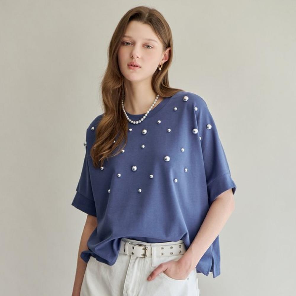 Maxza MeTal STud Loose FiT T shirT zf08qT005na