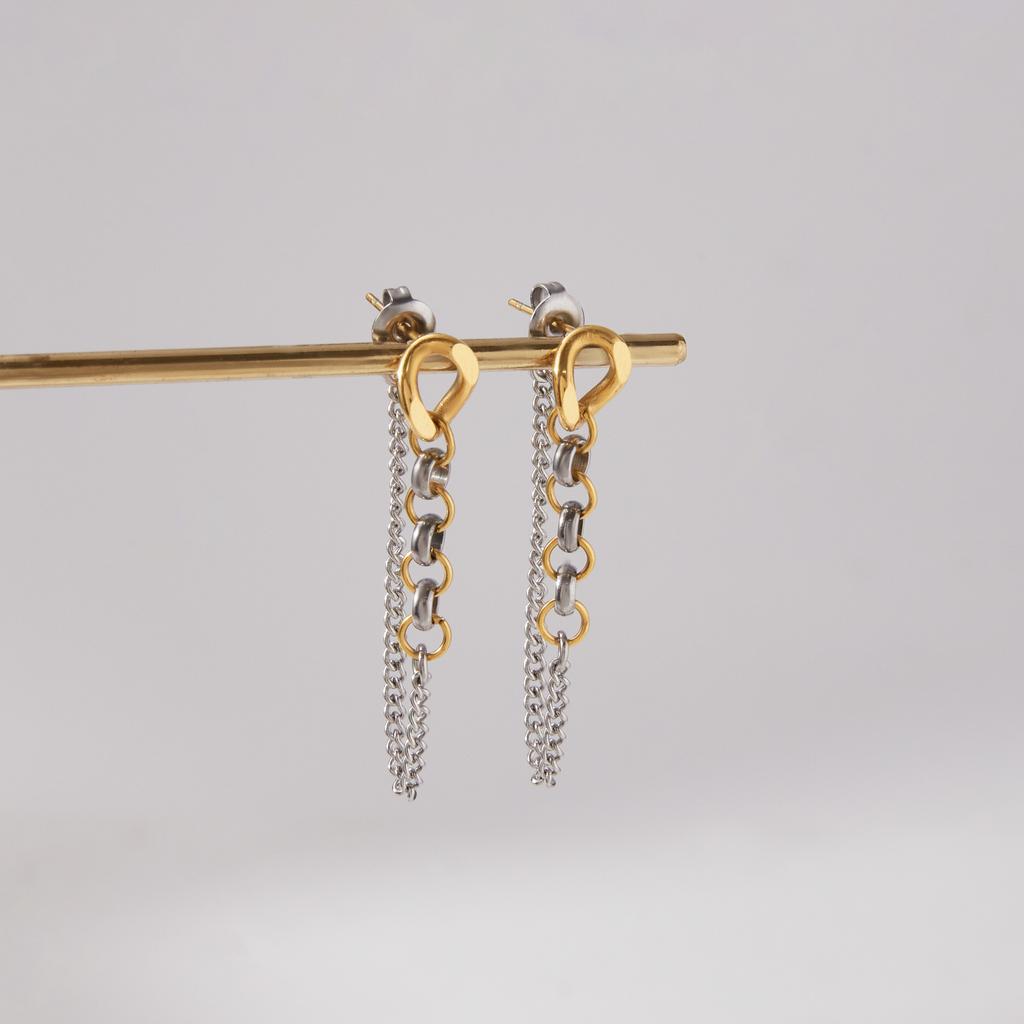Серьги-цепочки Yori с кисточками, длинные, покрытие PVD 18K золотом, текстурированный металл, водостойкие, ежедневные аксессуары