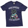 Смешная кошачья футболка, футболка с кошачьей шуткой, футболка Espresso Depresso, кофейные смешные футболки