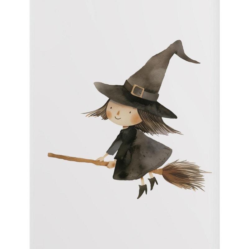 Halloween Cute Witches Wizard Pink Ghost Cartoon Magic Figure Poster Canvas Painting Wall Art Pictures Home Playroom Decor