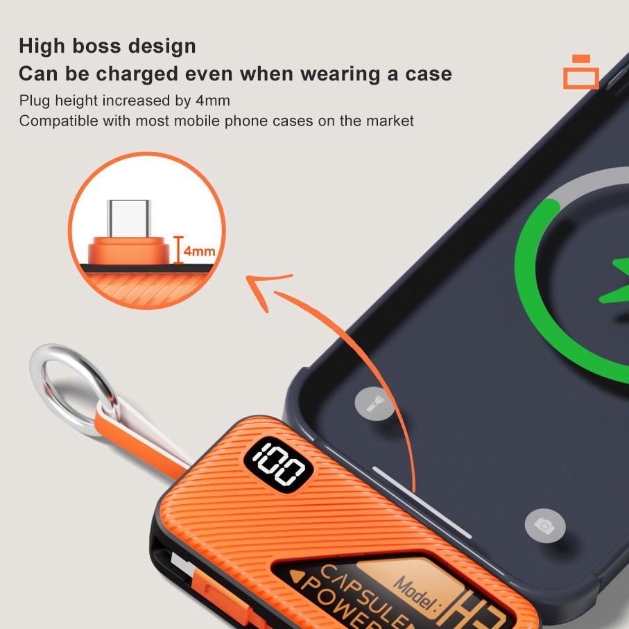 Портативный внешний аккумулятор 5000 мАч, капсульный внешний аккумулятор, быстрая зарядка, большая емкость, компактное и портативное зарядное устройство