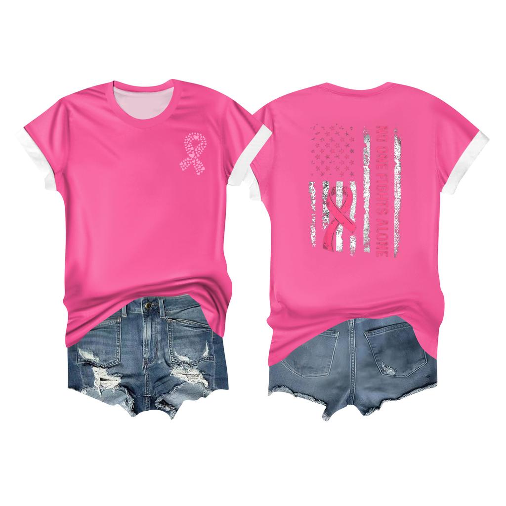 Женская повседневная футболка с коротким рукавом с принтом ленты на груди