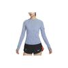 Running Division Solid Color Crew Neck Casual Slim Fit Long Sleeve T-Shirt Women Tops Slate-Blue FB7830-493