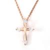 Супер кубический цирконий розовое золото крест ожерелье крест чокер аксессуар подарочный набор [Miaomyao] женский