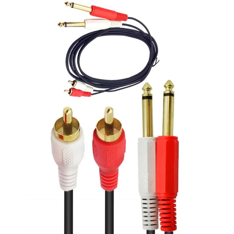 Адаптер RCA на 1/4, Кабель-адаптер RCA Male на 1/4 6,35 мм, 2 стереоджека 1/4 дюйма 6,35 мм TRS на 2 аудиолинии RCA Male