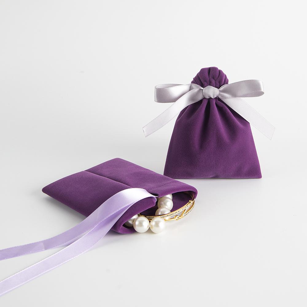10pcs Bulk Purple Jewelry Gift Candy Display Packing Storage Bags For Wedding Travel Drawstring Dust Velvet Ribbon Pouches