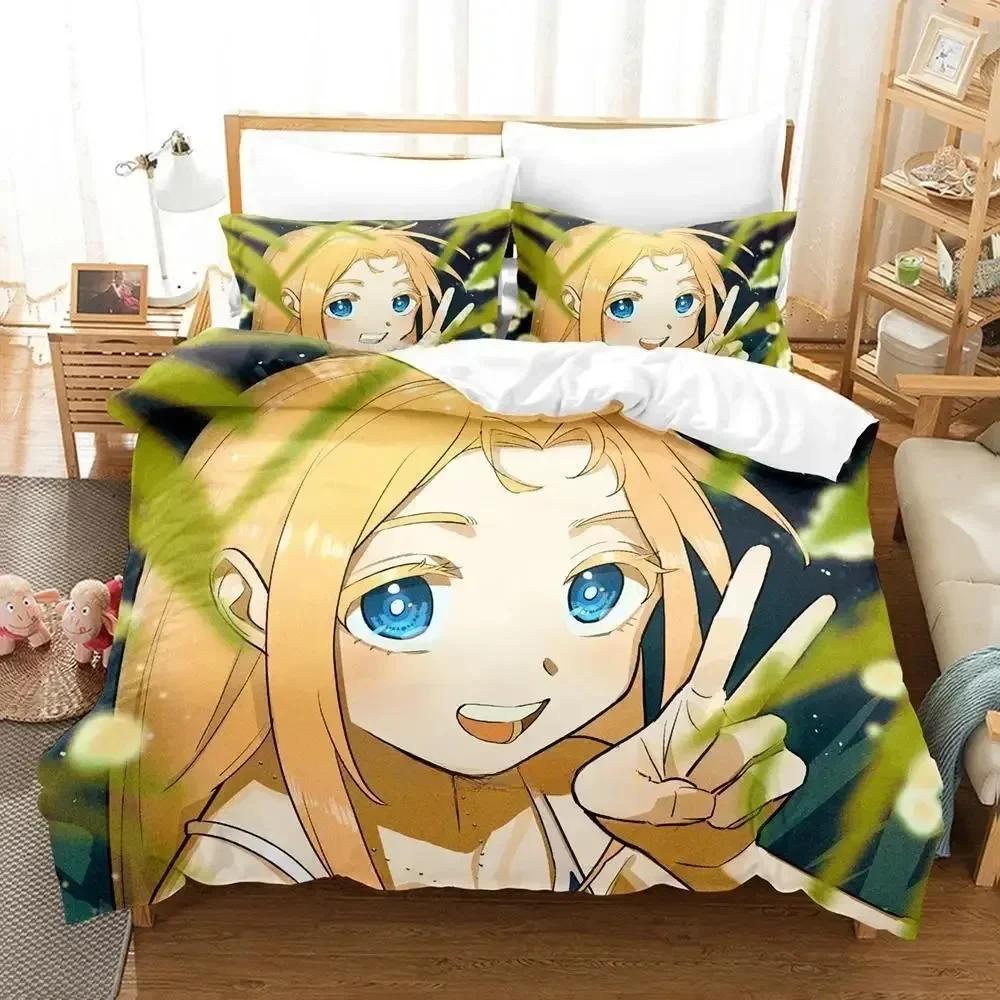 New Summer Time Rendering Bedding Set Cartoon Anime Three-piece Set Adult Kid Bedroom Duvet Cover Sets 3D Kawaii Girls Twin Set