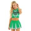 Women Japanese Schoolgirl Cosplay Uniform Girl Sexy Lingerie Sleeveless Crop Top with Mini Pleated Skirt Cheerleader Costume Set