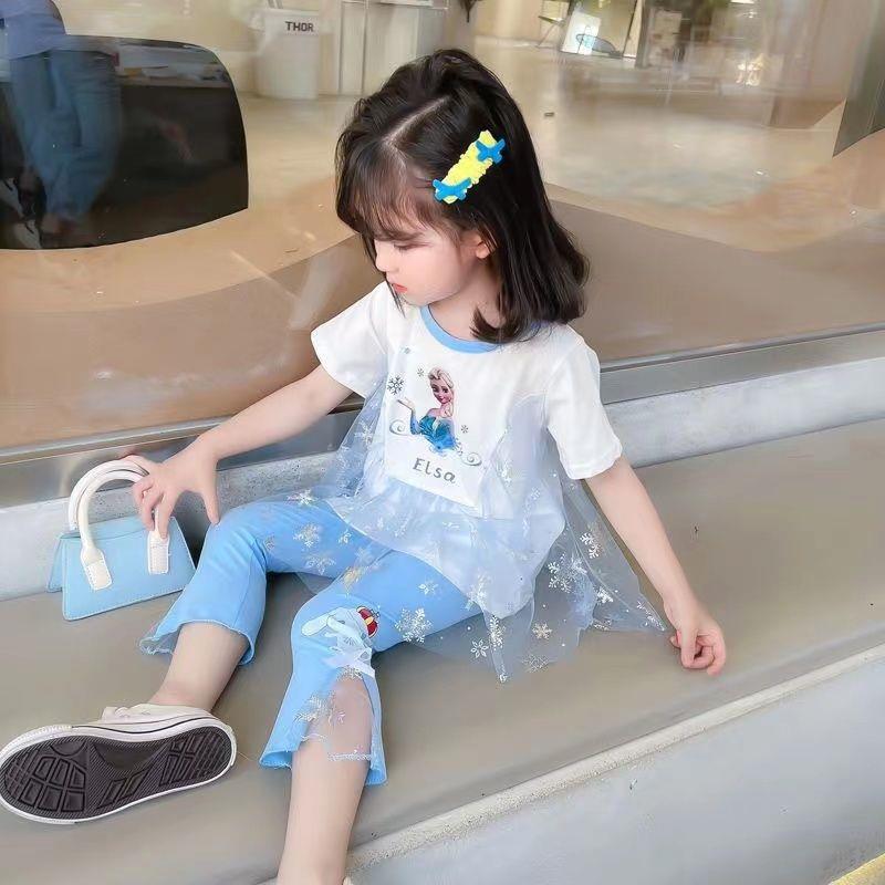 Girls Summer Short Sleeve 2-Piece Set Cute Stylish and Versatile