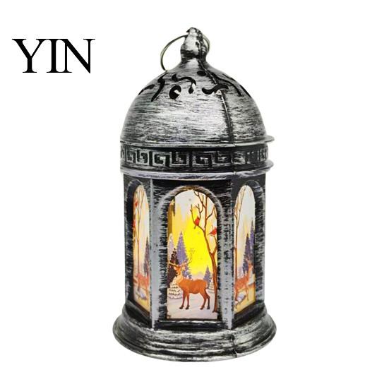 Vintage Style Home Decor Retro Christmas Lantern Night Light, Battery Operated LED Lamp, Decorative Flickering Light Flame Flameless Hanging