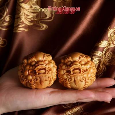 Пара шаров здоровья «Голова льва из золотого сандала» – Туя Пиксю Массив дерева Фитнес и шары для рук для подарков