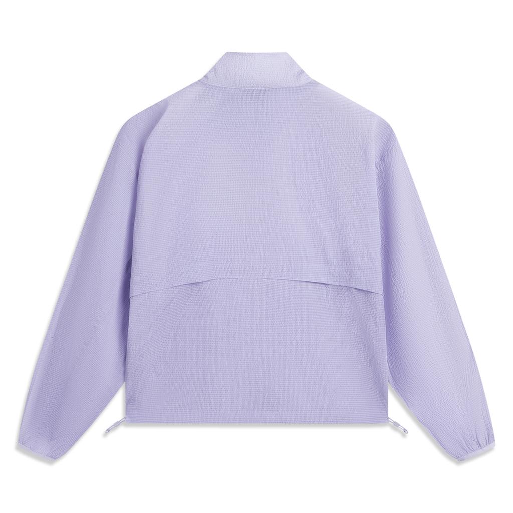 Li Ning Серия Спортивный Стиль Однотонный На молнии Воротник-стойка Удобный Дышащий Универсальный Ветровка Женская Верхняя одежда Фиолетовый AFDV992-1