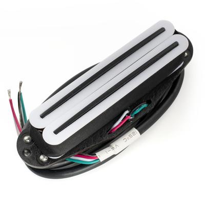 Musiclily Pro ST-DPLA Alnico 5 Сингл-Размерный Хамбакерный Звукосниматель, 6.2K, для Электрогитар Strat, Белый Корпус, Черные Струнодержатели