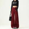 Women's Retro High-Waist Red Wide-Leg Jeans - Slimming, Versatile & Trendy