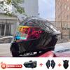 Full Face Motorcycle Helmet With Dual Visor Flip-Up Design Men Touring Off-Road Riding ABS Material 3C Certified Bluetooth