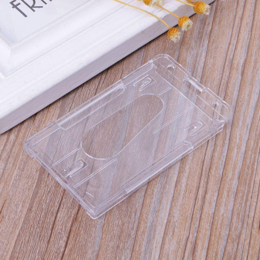 10x6cm Hard Vertical Badge Holder Transparent Clear Double Card ID Case