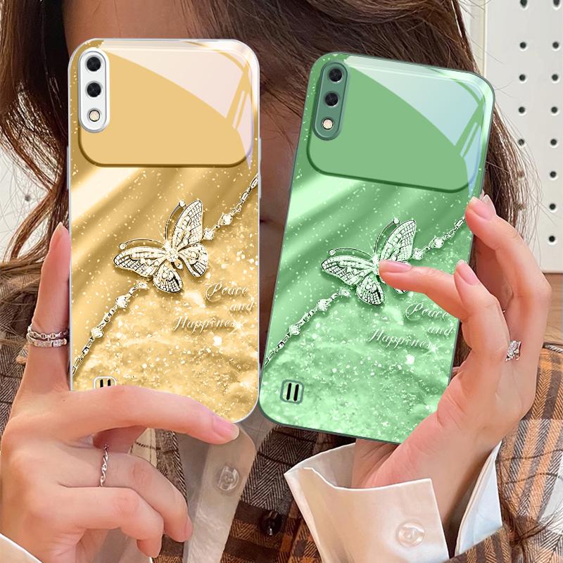 Элегантная синяя бабочка Для Samsung M02 12 Note 8 9 10 20 A 01 A02 A03 Core 04 05 06 10 12 13 14 15 A16 стекло Ультра чехол для телефона