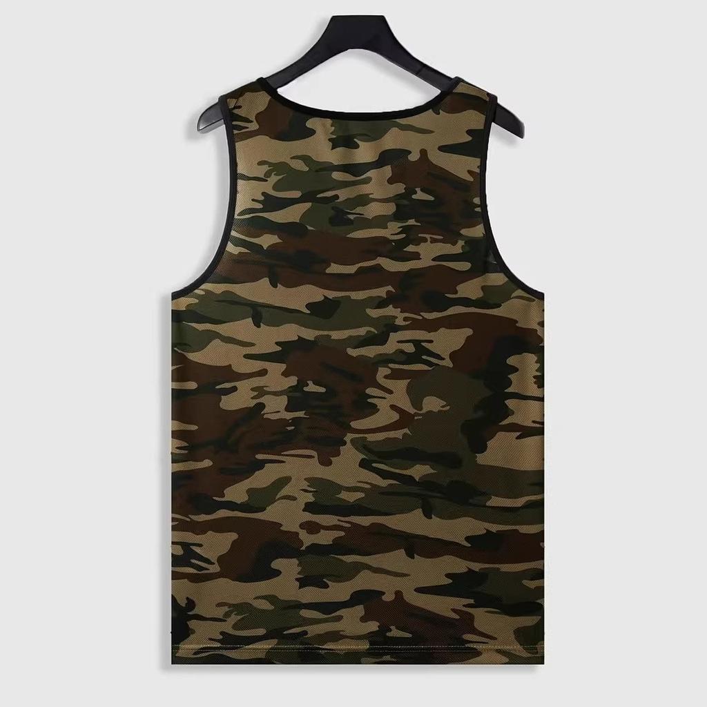 Мужские спортивные жилеты для фитнеса, модные мужские майки-борцовки с камуфляжным принтом