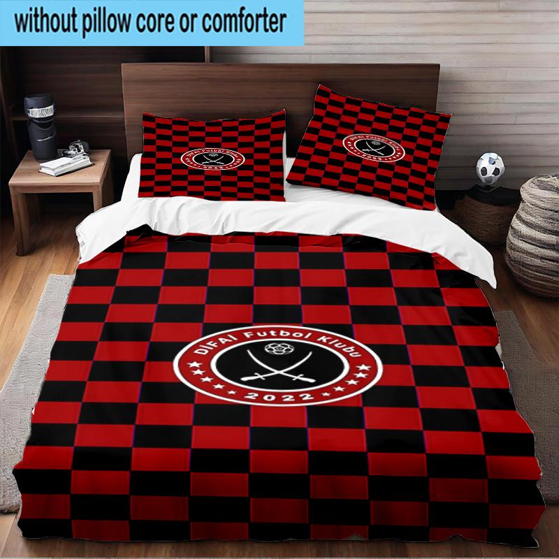3PCS Global Football Club Sheff Bedding Set,Including 1pc Duvet Cover And 2pcs Pillowcases Perfect for Bedroom, Dormitory, Fan Christmas gift