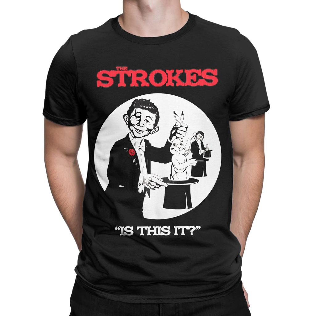 The Strokes Band TShirt Beach Pure Cotton T Shirts For Male Hip Hop Printed Tshirt Short Sleeves Y2K Basic Top Tees