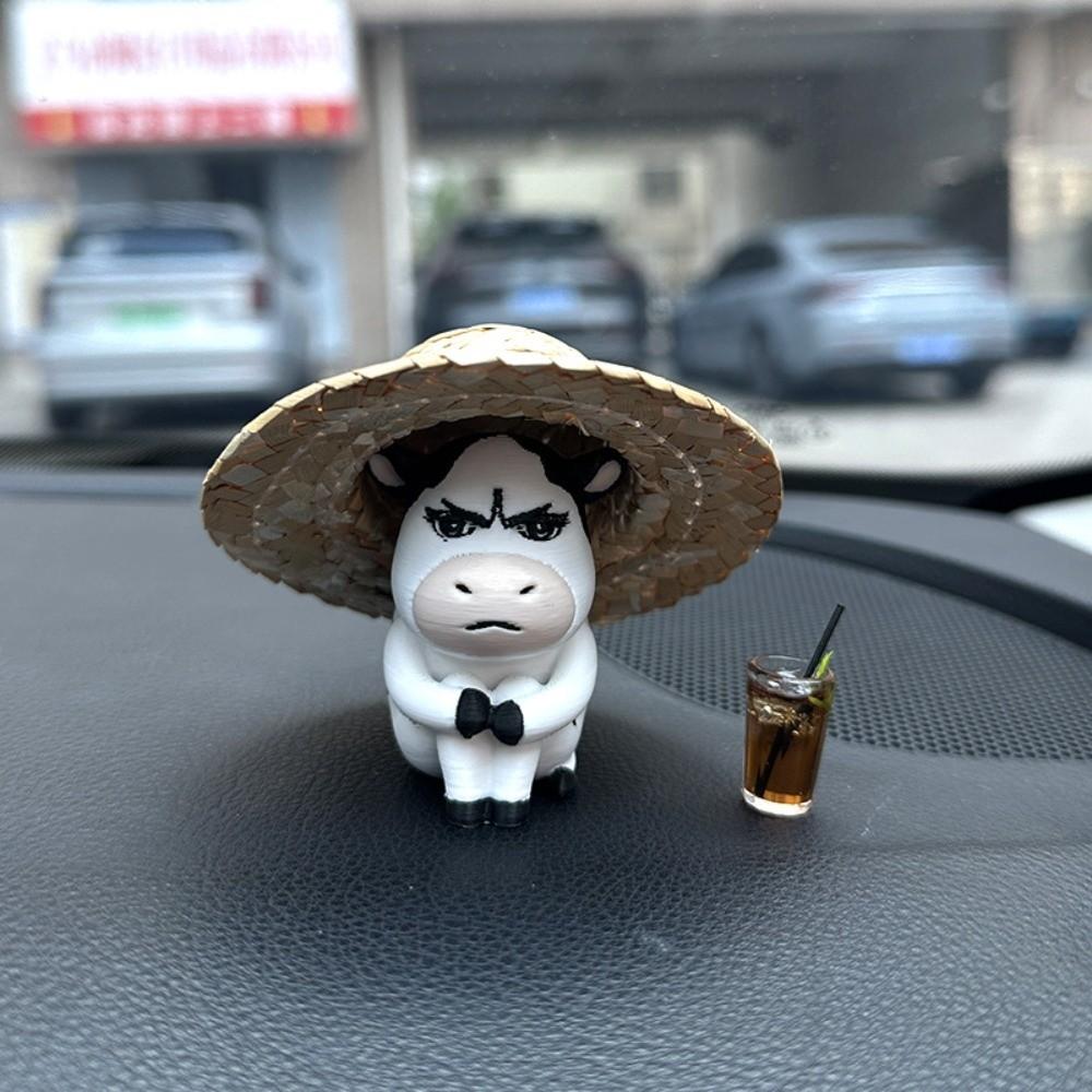 Cute Grass Cow Figure Ugly-cute Car Ornament Emo Center Console Decoration Center Console