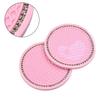 2 Pieces of Pink Cup Holder Mat, Car Cup Holder Mat, Pink Cup Holder Mat, Rhinestone Car Interior Accessories, Anti Slip Mat